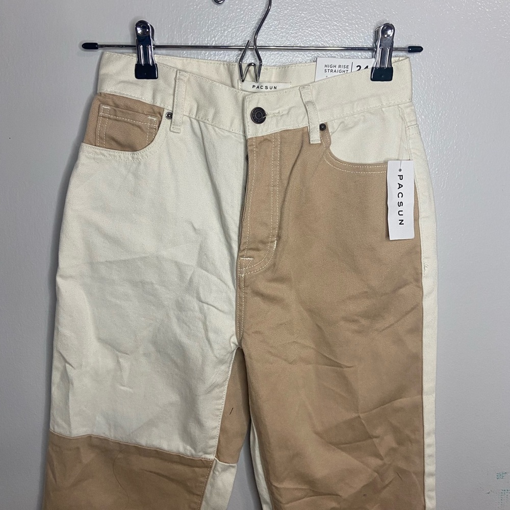 PacSun Two-Tone High Waisted Straight Leg Jeans